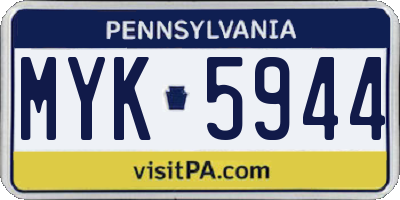 PA license plate MYK5944