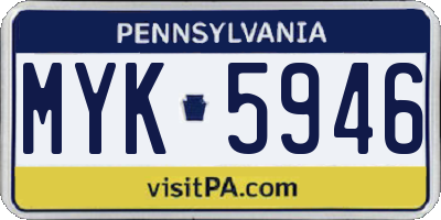 PA license plate MYK5946