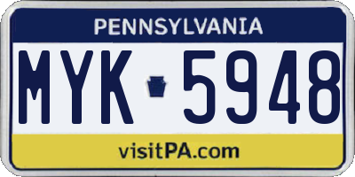 PA license plate MYK5948