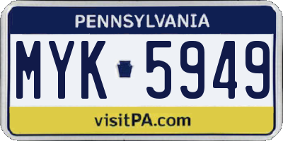 PA license plate MYK5949