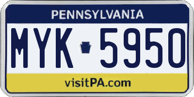 PA license plate MYK5950