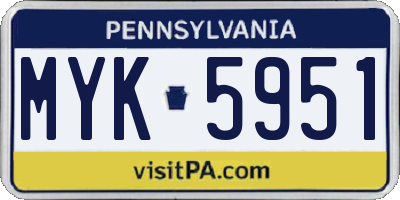 PA license plate MYK5951