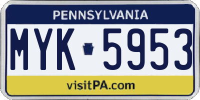 PA license plate MYK5953