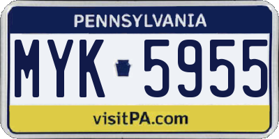 PA license plate MYK5955