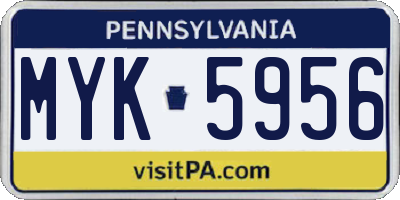 PA license plate MYK5956