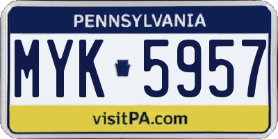 PA license plate MYK5957