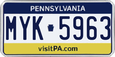 PA license plate MYK5963