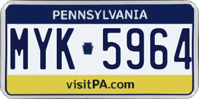 PA license plate MYK5964