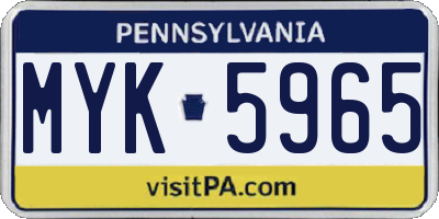PA license plate MYK5965