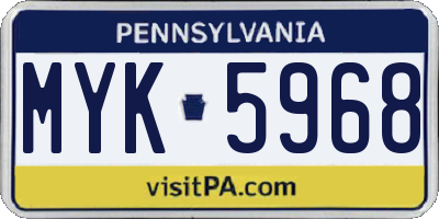 PA license plate MYK5968