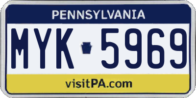 PA license plate MYK5969