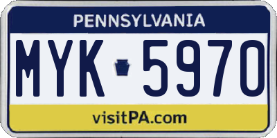 PA license plate MYK5970