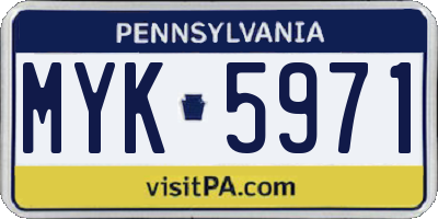 PA license plate MYK5971