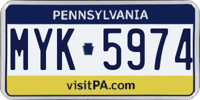 PA license plate MYK5974