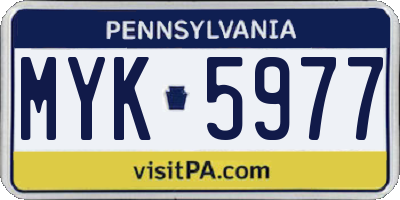 PA license plate MYK5977