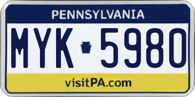 PA license plate MYK5980