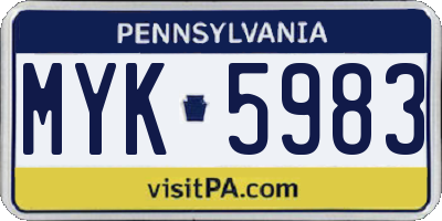 PA license plate MYK5983