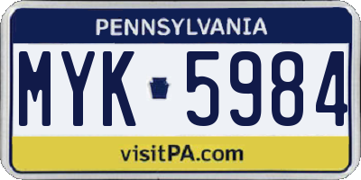 PA license plate MYK5984