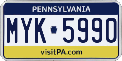 PA license plate MYK5990