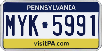 PA license plate MYK5991