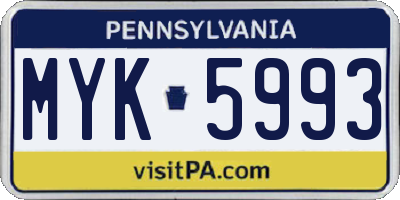 PA license plate MYK5993