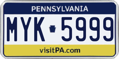 PA license plate MYK5999