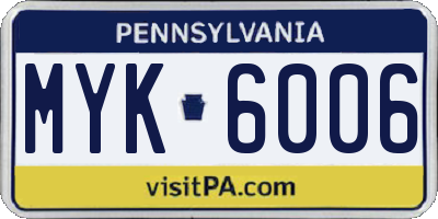 PA license plate MYK6006