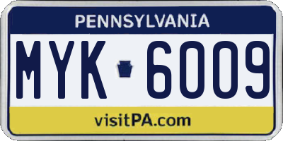 PA license plate MYK6009