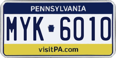 PA license plate MYK6010
