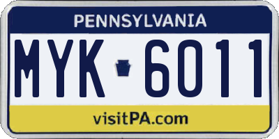 PA license plate MYK6011