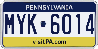 PA license plate MYK6014