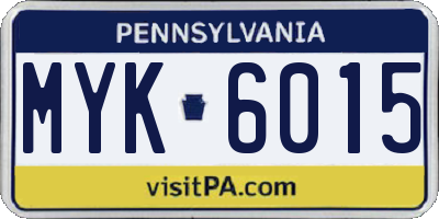 PA license plate MYK6015