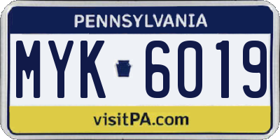 PA license plate MYK6019