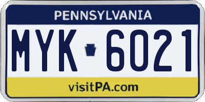 PA license plate MYK6021