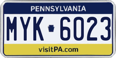PA license plate MYK6023