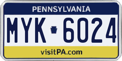 PA license plate MYK6024