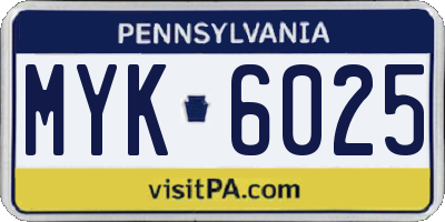 PA license plate MYK6025