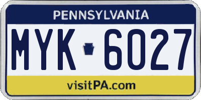 PA license plate MYK6027