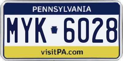 PA license plate MYK6028