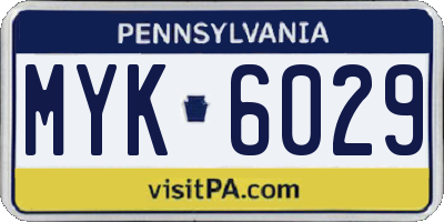 PA license plate MYK6029