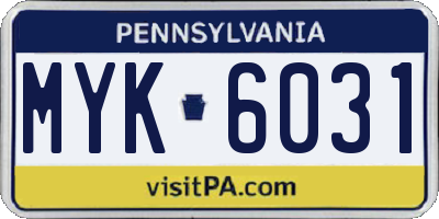 PA license plate MYK6031