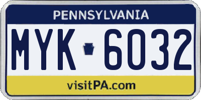 PA license plate MYK6032