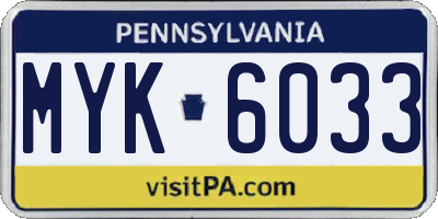 PA license plate MYK6033