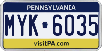 PA license plate MYK6035