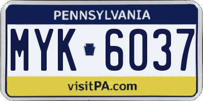 PA license plate MYK6037