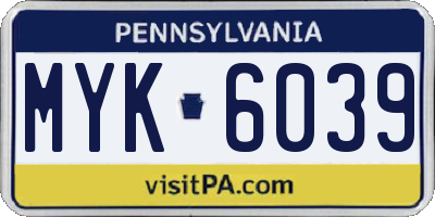 PA license plate MYK6039