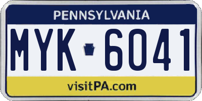 PA license plate MYK6041