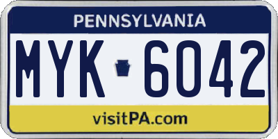 PA license plate MYK6042
