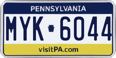 PA license plate MYK6044