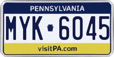 PA license plate MYK6045